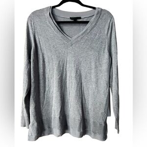 LANE Bryant Gray V Neck Sweater with Contrasting Collar Hem Size 18/20